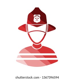 Fireman icon. Flat color design. Vector illustration.