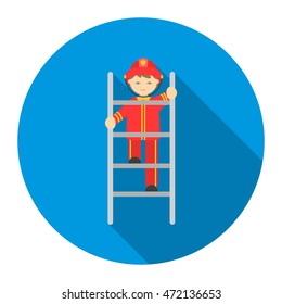 Fireman icon flat. Single silhouette fire equipment icon from the big fire Department flat 