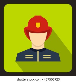 Fireman icon in flat style with long shadow. People symbol vector illustration
