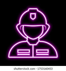 Fireman icon. Glowing sign logo vector