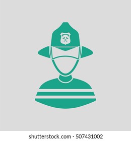 Fireman icon. Gray background with green. Vector illustration.