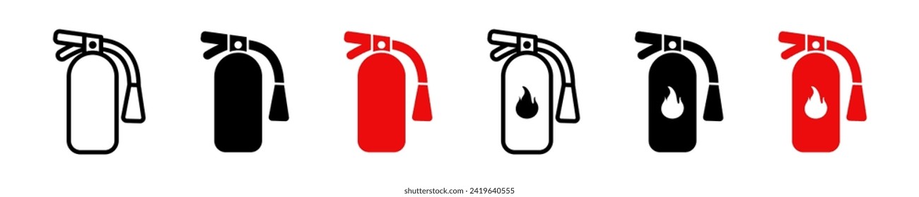Fireman icon illustration. Simple extinguisher vector symbol. Isolated graphic illustration emergency. Flame symbol set. Fire icon in vector design style