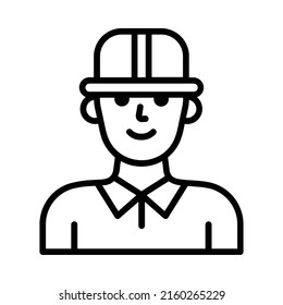 Fireman Icon. Line Art Style Design Isolated On White Background