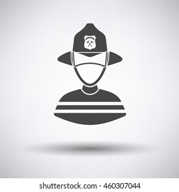 Fireman icon on gray background with round shadow. Vector illustration.