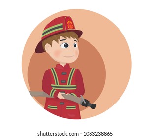 Fireman icon Vector. Cartoon character illustrations