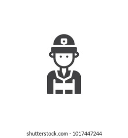 Fireman icon vector, filled flat sign, solid pictogram isolated on white. Firefighter symbol, logo illustration.
