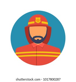 Fireman icon. Vector illustration flat design. Isolated on white background. Firefighter in uniform.