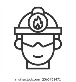 Fireman Icon Vector Illustration Outline Style