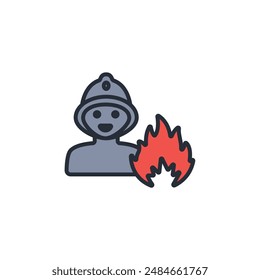 Fireman icon. vector.Editable stroke.linear style sign for use web design,logo.Symbol illustration.