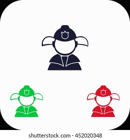 Fireman Illustration set. Blue, green, red icon.