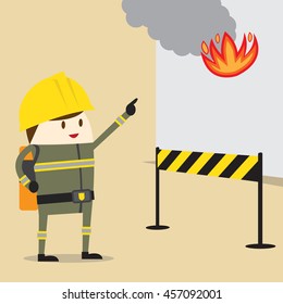 fireman kid.cartoon character firefighter profession. Vector illustration