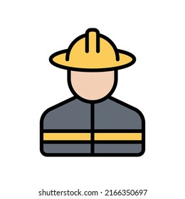 fireman line color filled icon isolated on white background. fireman occupation color vector icon set for web design, ui, mobile apps, print polygraphy and promo busines s