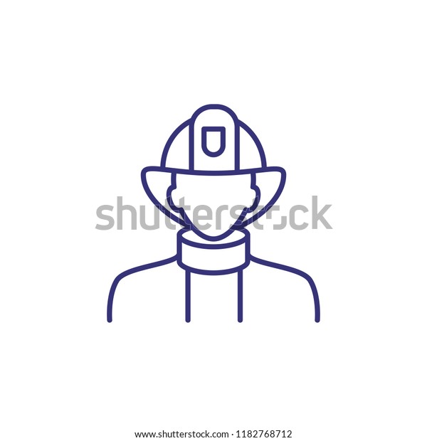 Fireman Line Icon Firefighter Brigade Protective Stock Vector (Royalty ...