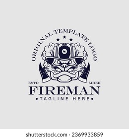 Design-Vorlage für Fireman-Logo mit Bulldog-Zeichen