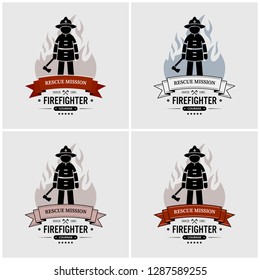 Fireman logo design. Vector artwork of fire station or fire department. 