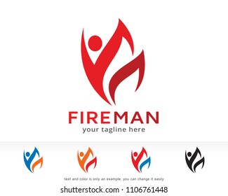 Fireman Logo Symbol Template Design Vector, Emblem, Design Concept, Creative Symbol, Icon