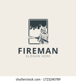 Fireman logo template Premium Vector