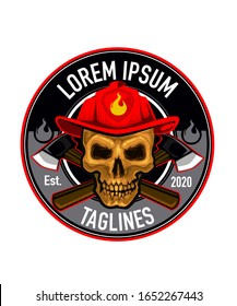 Fireman logo templated cartoon in vector