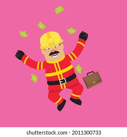 Ilustración De Dibujo De Un Vector Plano De Dinero De Fireman 