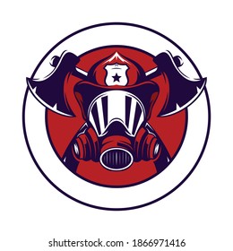 Fireman Mascot Illustration Badge Logo