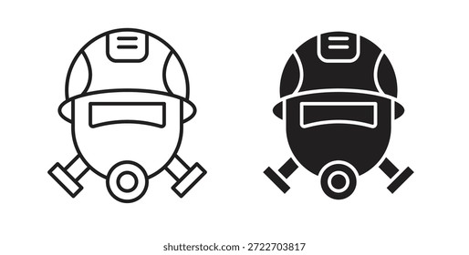 Fireman Mask Symbol, einzelne Vektorgrafik. Vektorpiktogramm für Web und App