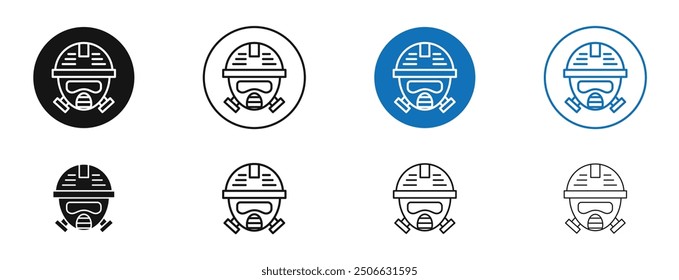 Fireman Mask vector icon in black and blue colors