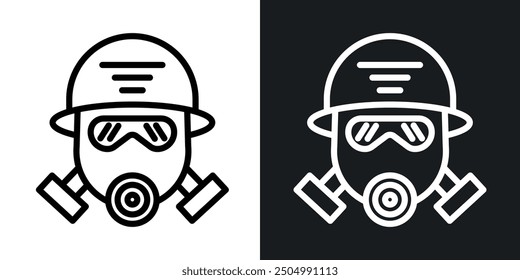 Fireman Mask vector icon set black and white filled and outlined style.