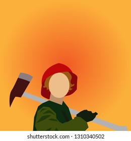 fireman on orange background in vector