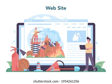 Fireman online service or platform. Professional fire brigade firhting