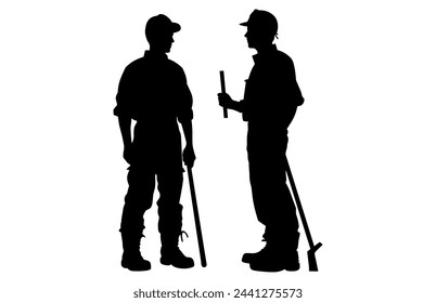 Fireman and plumber silhouette, plumber wearing uniforms silhouette bundle