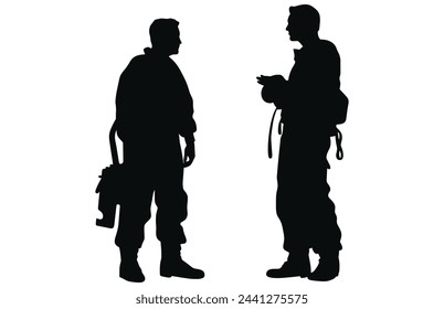 Fireman and plumber silhouette, plumber wearing uniforms silhouette bundle