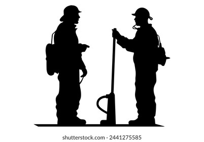 Fireman and plumber silhouette, plumber wearing uniforms silhouette bundle