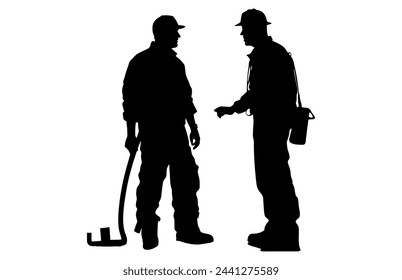 Fireman and plumber silhouette, plumber wearing uniforms silhouette bundle