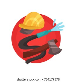 Fireman profession icon, firefighter elements cartoon vector Illustration