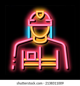 fireman profession neon light sign vector. Glowing bright icon fireman profession sign. transparent symbol illustration