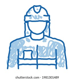 fireman profession sketch icon vector. Hand drawn blue doodle line art fireman profession sign. isolated symbol illustration