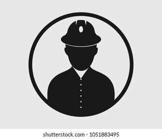 Fireman Profile with circle shape  on gray background.