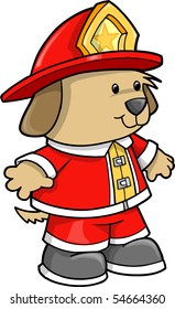 Fireman Puppy Dog Vector Illustration