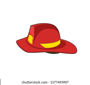 Fireman Red helmet. Firefighter safety hat.  Vecto rillustration