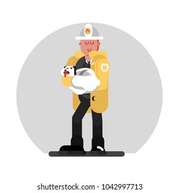Fireman saves the dog