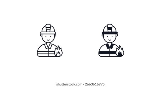 Fireman definir ícone com fundo branco vetor ilustração de estoque