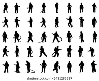 Fireman silhouette vector art white background