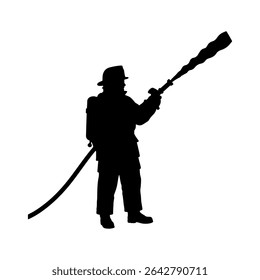 Fireman silhouette vector flat illustration design.