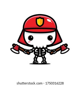 Fireman skeleton vector design