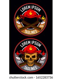 Fireman skull logo template in vector