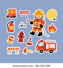 Fireman Themed Elements Set Vector