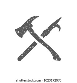 Fireman tools icon in grunge texture. Vintage style vector illustration.