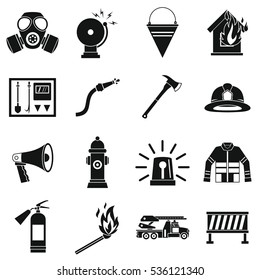 Fireman Tools Icons Set. Simle Illustration Of 16 Fireman Tools Vector Icons For Web