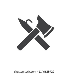Fireman tools vector icon. filled flat sign for mobile concept and web design. Firefighter equipment simple solid icon. Symbol, logo illustration. Pixel perfect vector graphics
