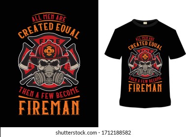 Fireman T-shirt Design Vector with Skull
